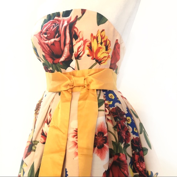 NWT Boutique Strapless Floral Retro Sleeveless Victorian Fit & Flare Dress - Picture 3 of 11